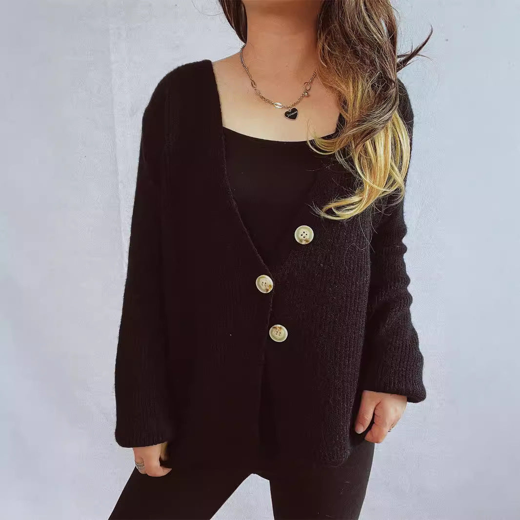 Damer hyggelig cardigan med store knapper og struktureret design Stilla