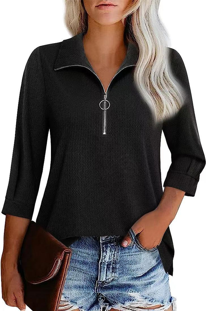 Dame afslappet polo-shirt med halvmandslås og moderigtigt design Stilla