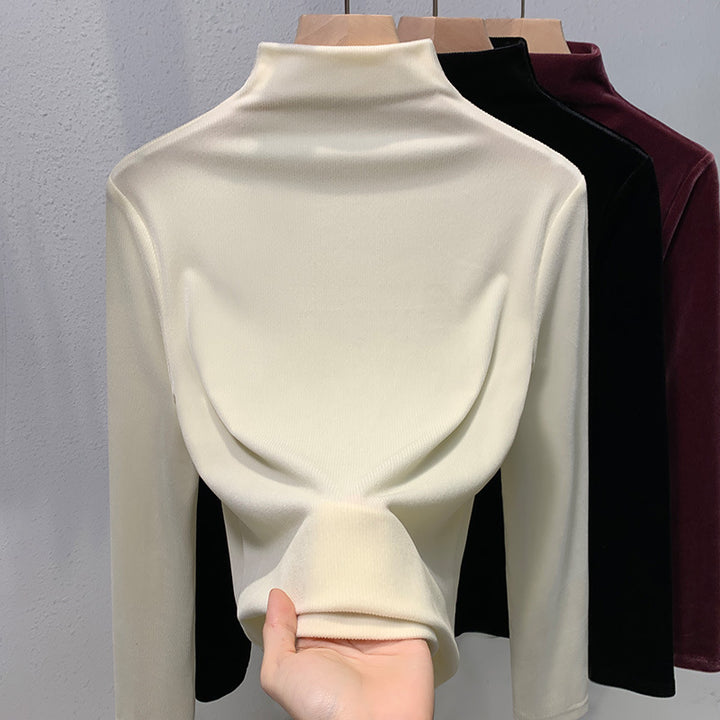 Dame Turtleneck Pullover med innovativt Veloursdesign Stilla