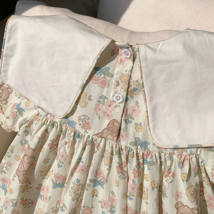 Pige Legesyg Floral Bamse A-linje Kjole Stilla