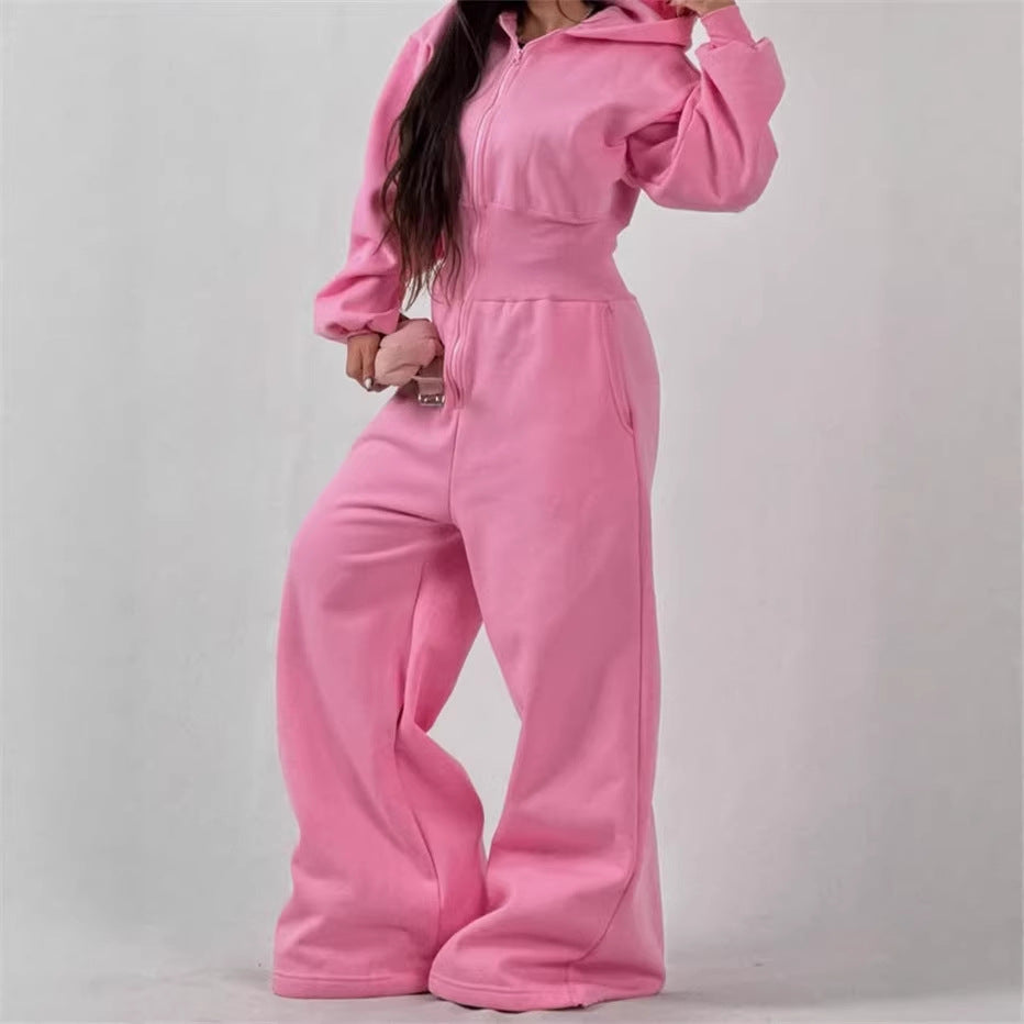Kvinders jumpsuit med hætte og bred ben Skovae