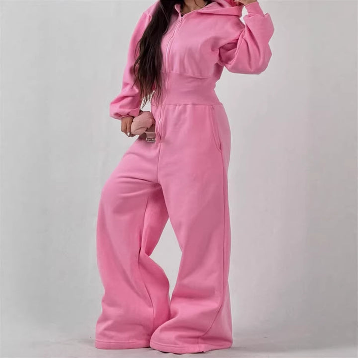 Kvinders jumpsuit med hætte og bred ben Skovae