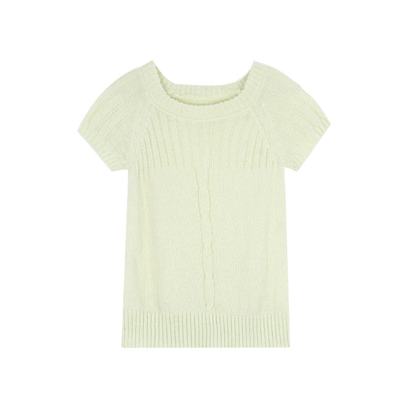 Dame elegant strikoverdel med transparente ærmer og detaljeret blomster spids Stilla
