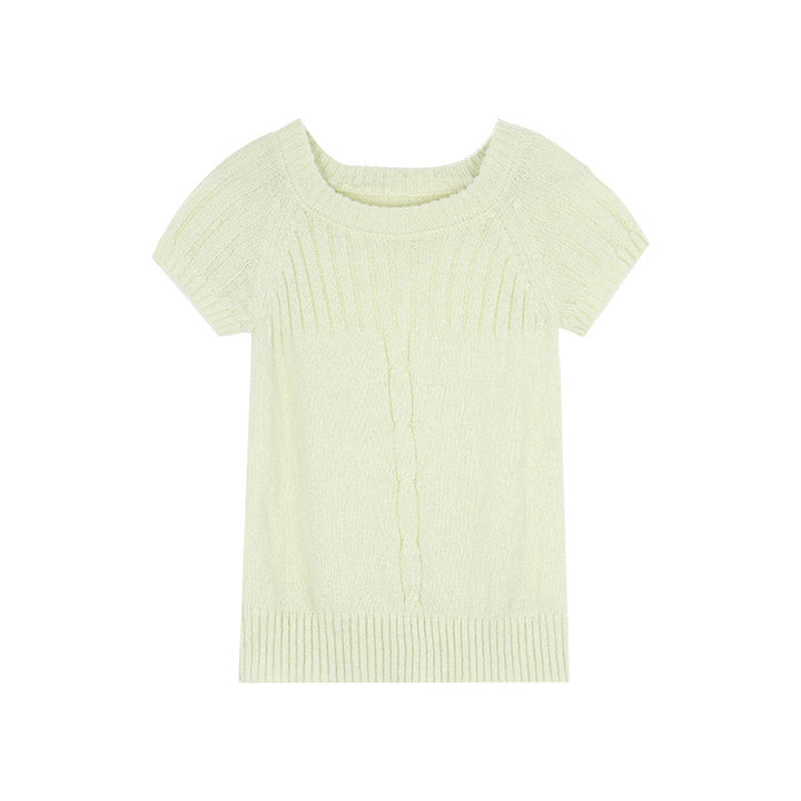 Dame elegant strikoverdel med transparente ærmer og detaljeret blomster spids Stilla