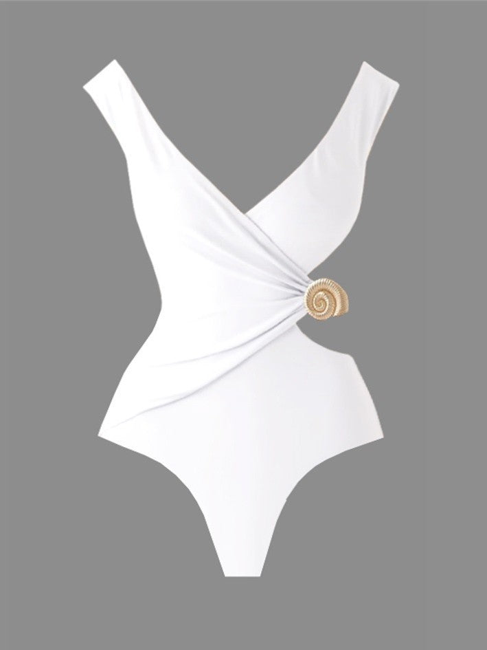 Dame heldragt badedragt med unikke asymmetrisk detaljer og elegant lukning Stilla