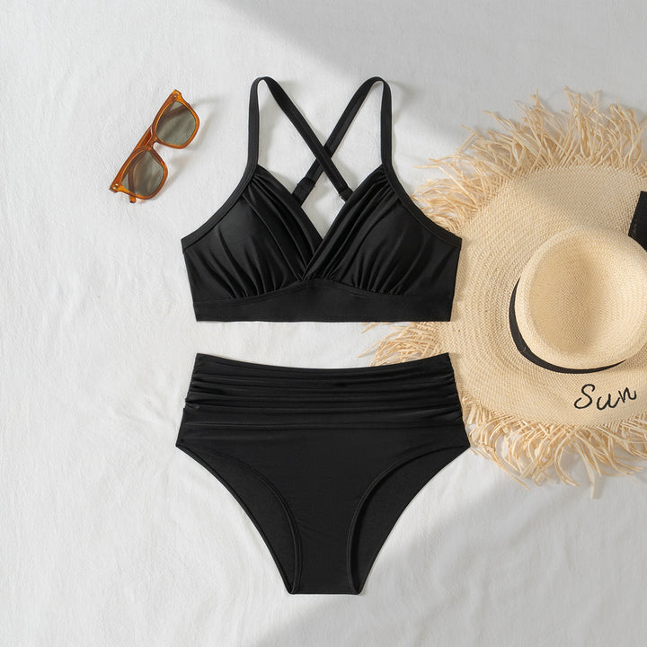 Dame Højskåret Bikini med raffineret Vikledesign Skovae