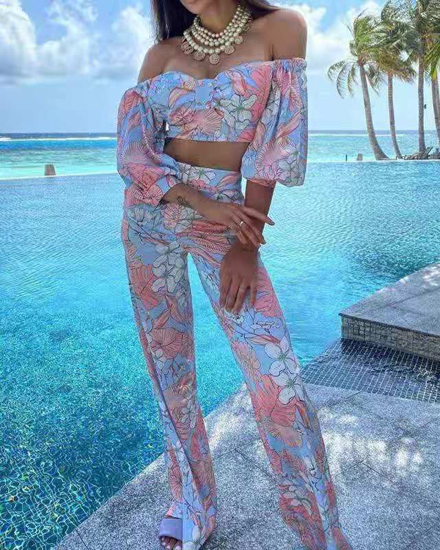 Dame Off-Shoulder Overdel med blomsterprint og afslappet pasform Stilla