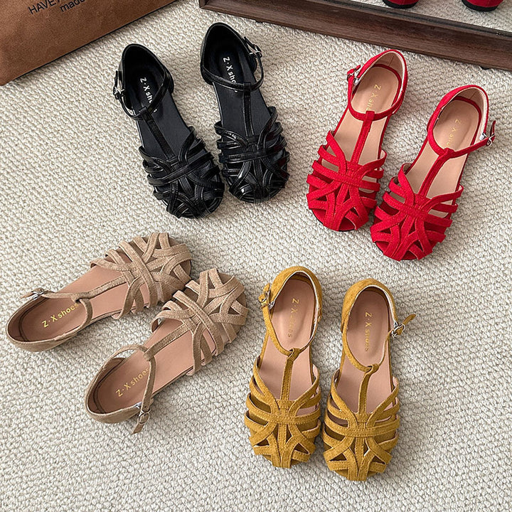 Femme Strappy Lukkede Tå Gladiatorer med Justerbar Ankelrem Stilla