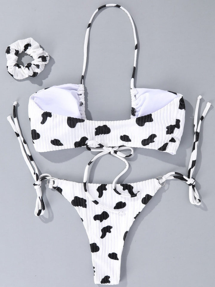 Damer Rib-Cowprint-Bikini-Sæt Stilla