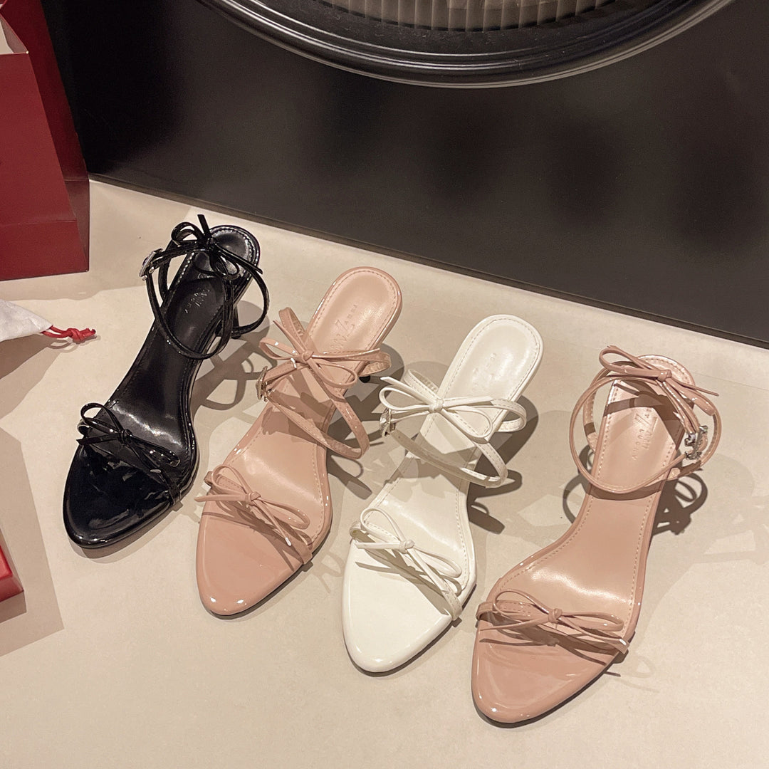 Dame Elegant Strappy Højhælede Sandaler med Sløjfedetalje Stilla