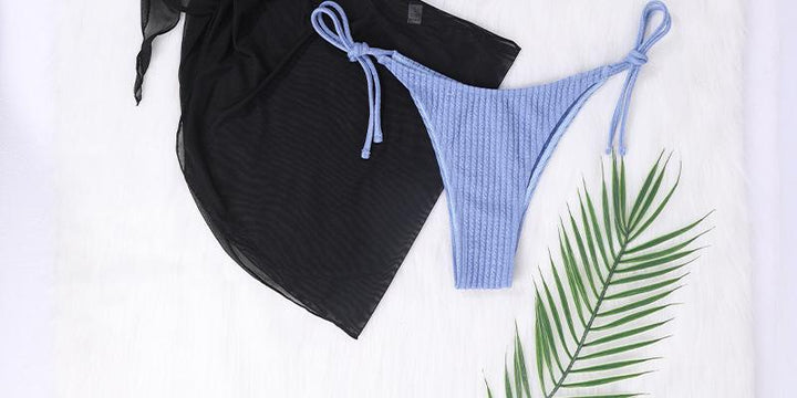Dame Bikini-sæt med raffineret snit og transparent strandpareo Stilla