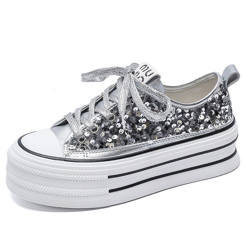 Dame Mode Plateausneakers med glitrende overmateriale Stilla