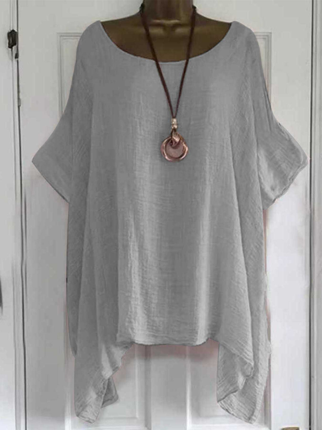 Dame afslappet oversized bluse shirt i let materiale med løs pasform Stilla