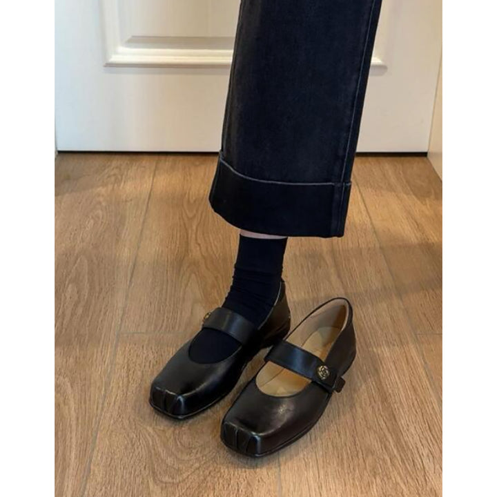 Kvinder Quadrat tå komfort Mary Jane ballerinaer med justerbar rem Stilla