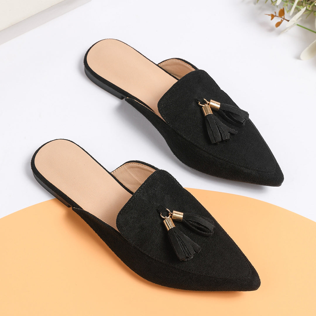 Dame Slip-On Mules med elegant kvastdekoration og komfortabel indersål Stilla