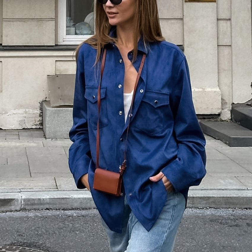 Damer Casual Overshirt med påsyede lommer og elegant snit Stilla
