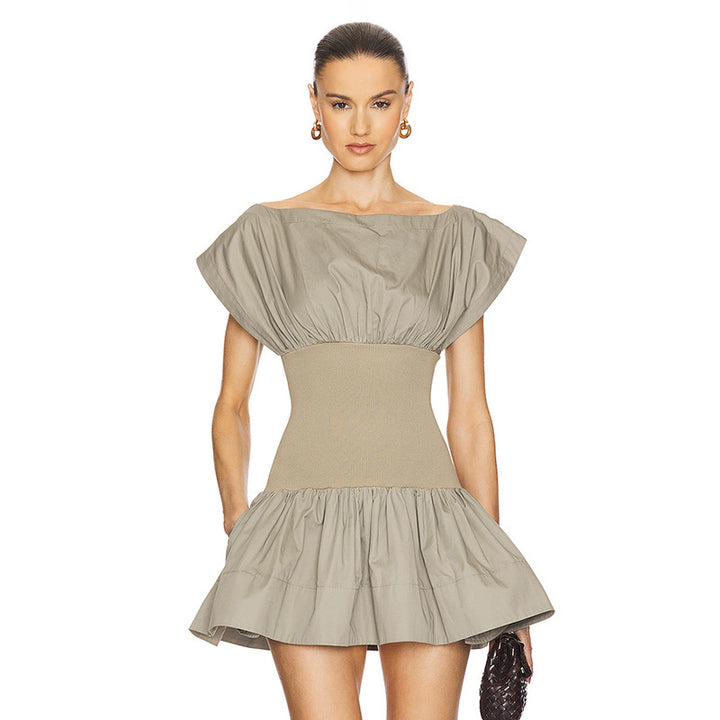 Femme Off-Shoulder Rüsch Mini Kjole Stilla