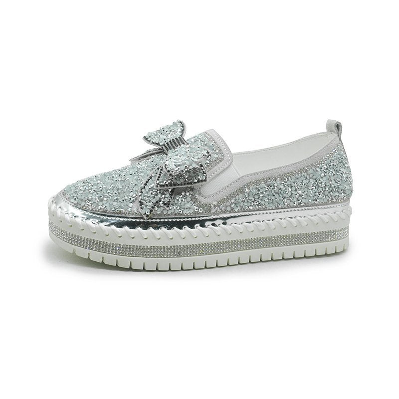 Dame Glitrende Slip-On Sko med moderne Sløjfe Stilla
