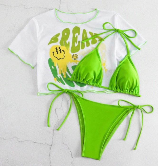 Dame bikini-sæt med trendy cropped-top og legende bindebælte Stilla