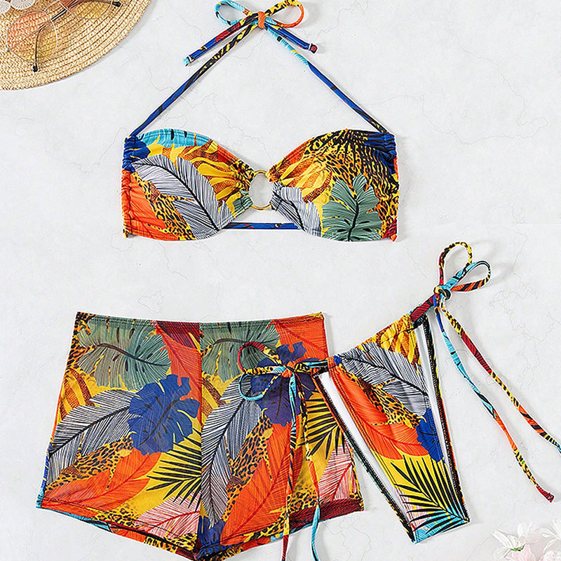 Dame Farverig Bikini-Sæt med høj talje og moderne design Stilla