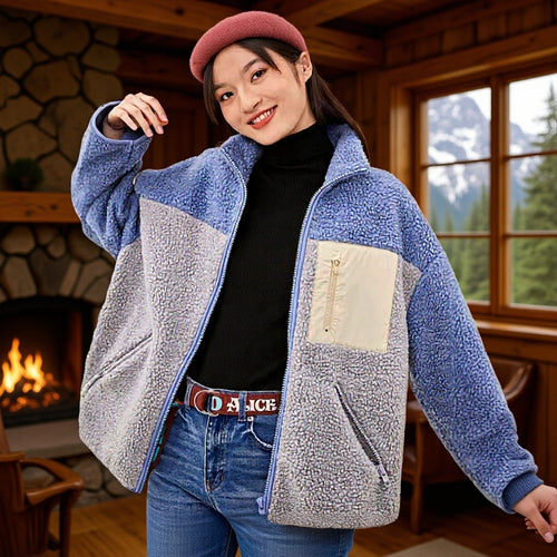 Kvinders Fluffy Fleece Jakke med Høj Krave og Lynlås Stilla