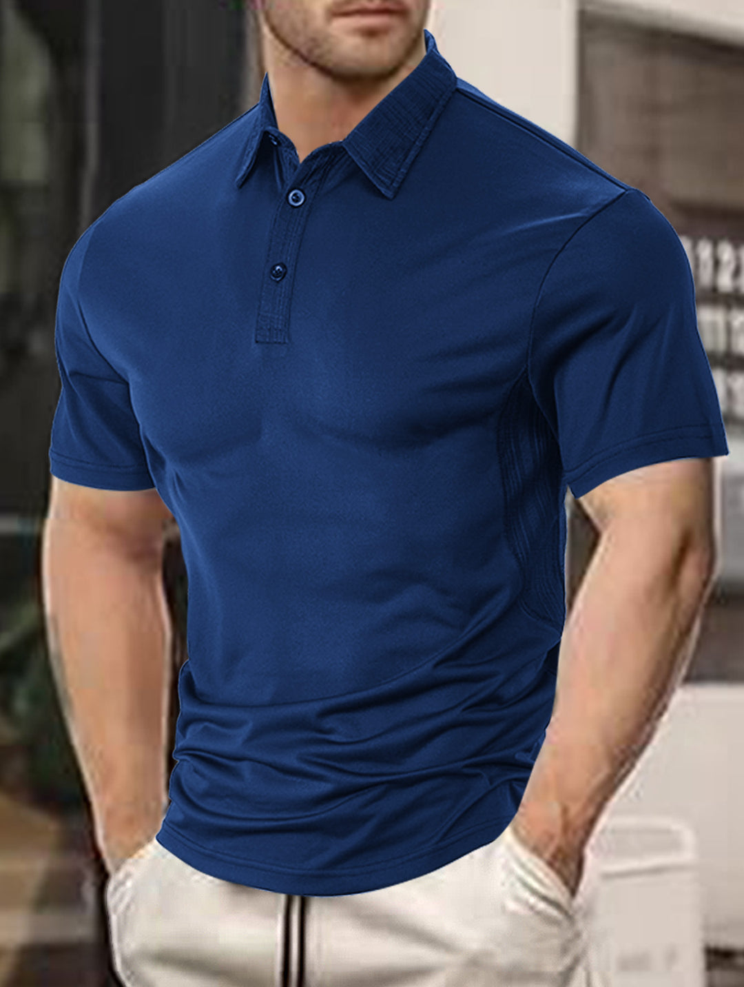 Herrer Poloshirt med åndbare egenskaber og moderne krave Stilla
