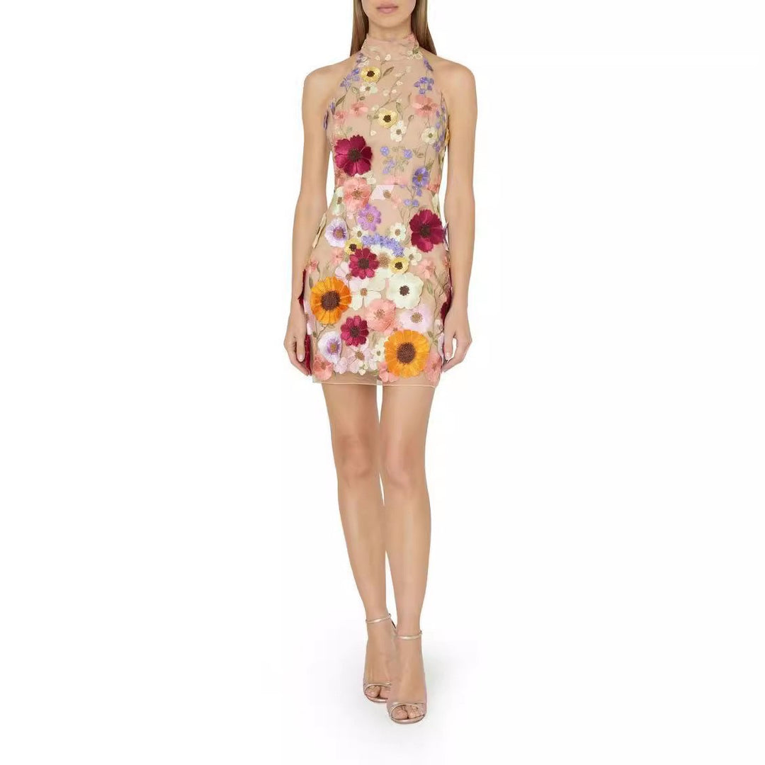 Dame Floral Broderet Minikjole Stilla