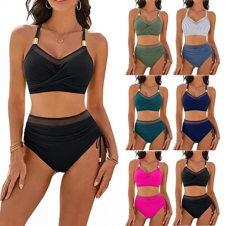 Dame Høj kvalitets Bikini-sæt med transparente accenter og moderigtigt indpakningsdesign Skovae
