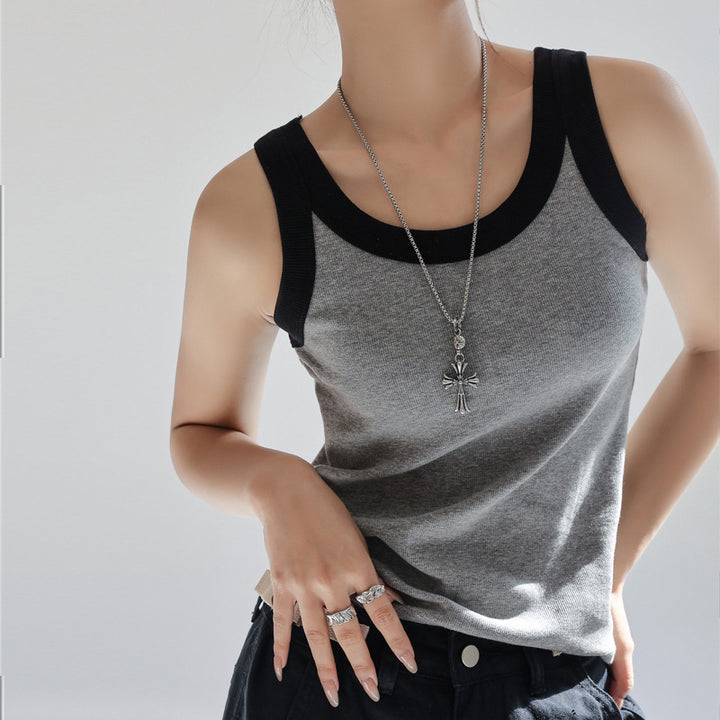 Damer Sporty tanktop med kontrasterende syninger og åndbart materiale Stilla