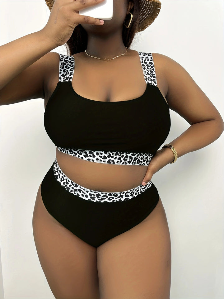 Dame Højskåret Bikini-Sæt med trendy Dyreprint Skovae