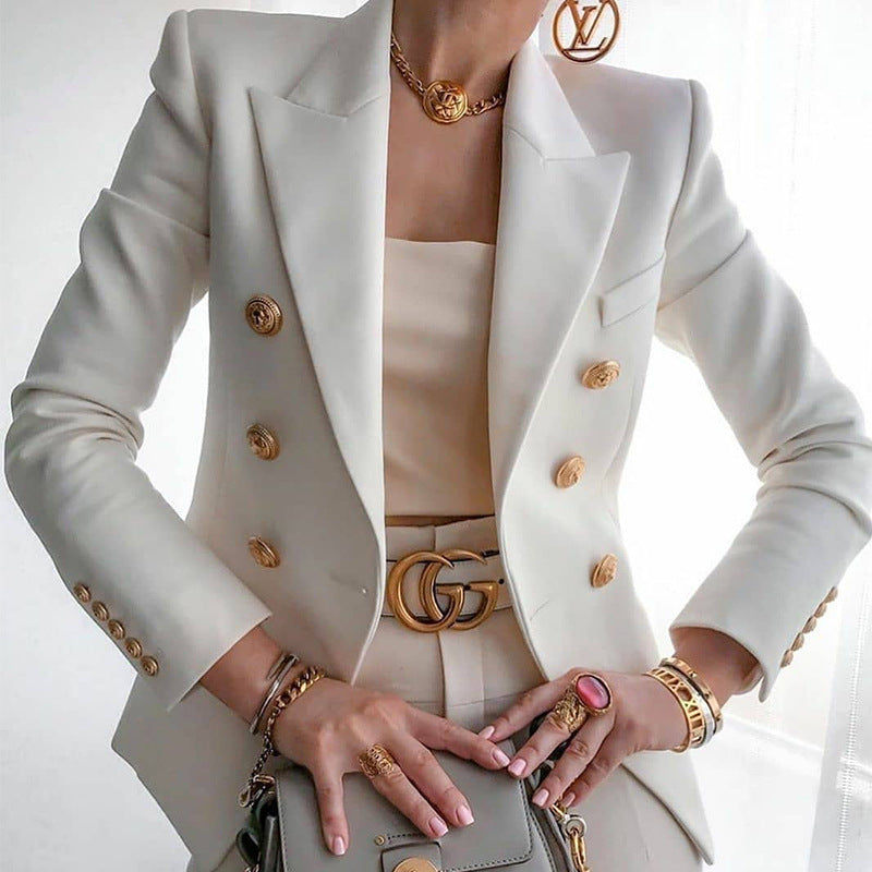 Damer Elegant Blazer med dobbelt knaplukning og tætsiddende snit Stilla
