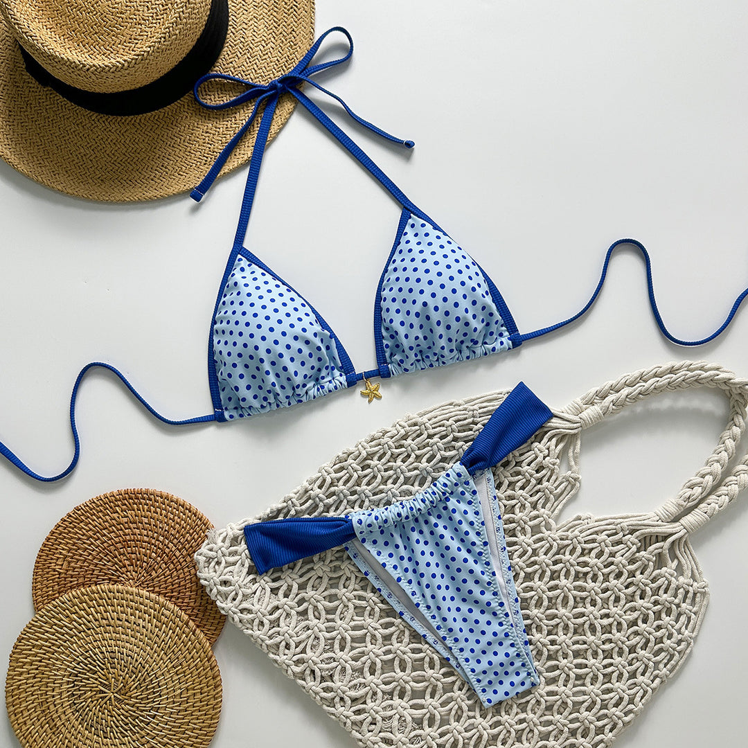 Dame triangel-bikini med stilfulde prikmønster Skovae