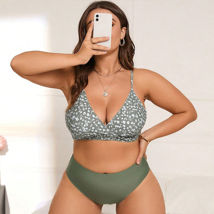 Damer højtaljet bikini med floralt design Skovae