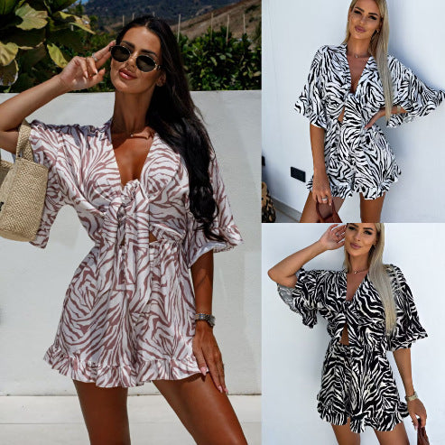Dame Zebra-Print Vrap-Mini-Kjole Stilla