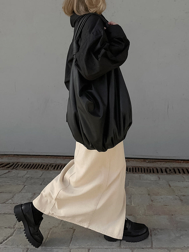 Dame Elegant Oversized Skjorte med Strukturerede Ærmer Stilla