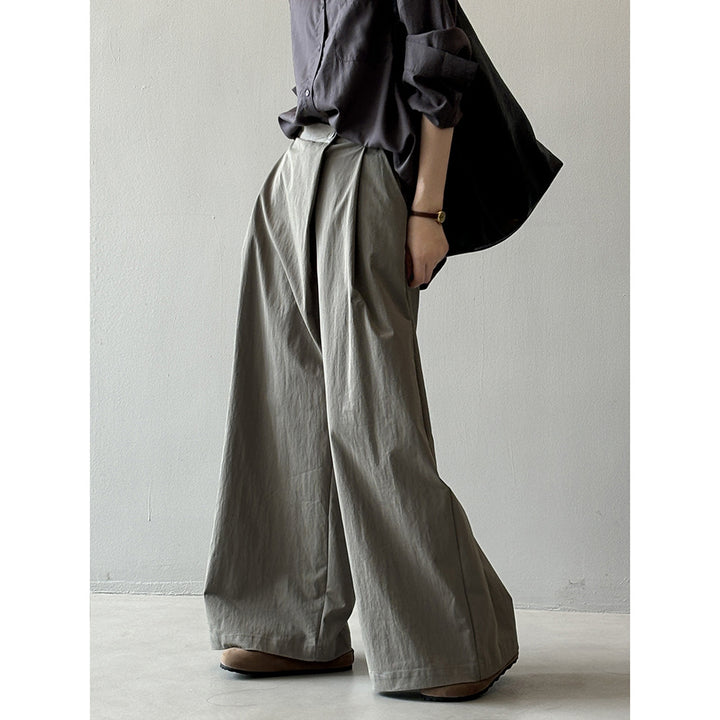 Dame bred Culotte-bukser med elegante foldedetaljer og høj talje pasform Stilla