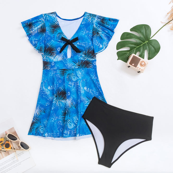 Dame badetøj med floral top og behagelige bikini-trusser Skovae