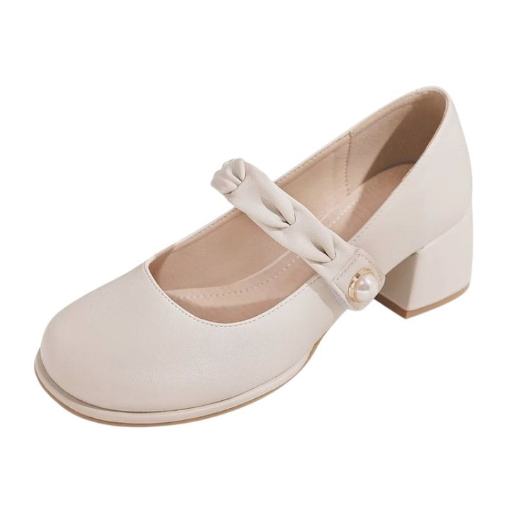 Dame elegante Mary Jane Pumps med modig rem og smart perle-detail Stilla