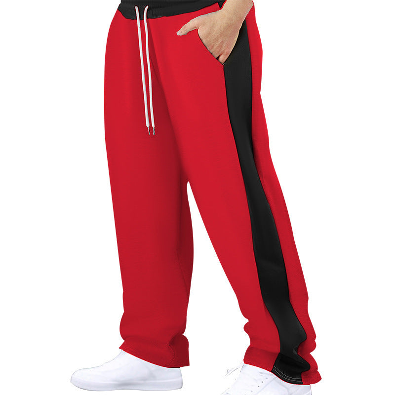 Herrer nan sporty joggingbukser med kontrastsidepanel lige ben snoreliv og stiklommer Skovae