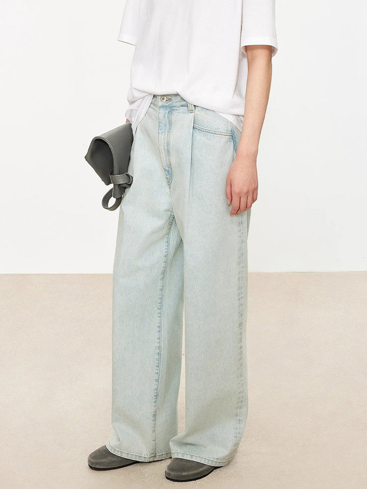 Dame brede højtaljede jeans i vintage-stil med sidelommer Stilla