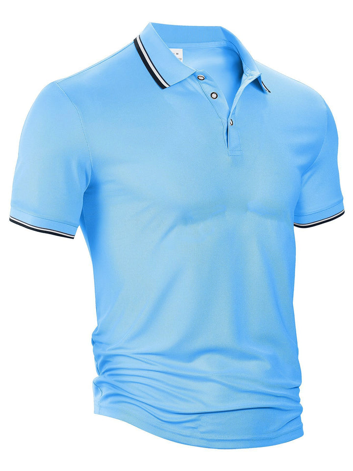 Herrer nan klassisk polo shirt lavet af piqué med kontraststriber ved kraven Skovae