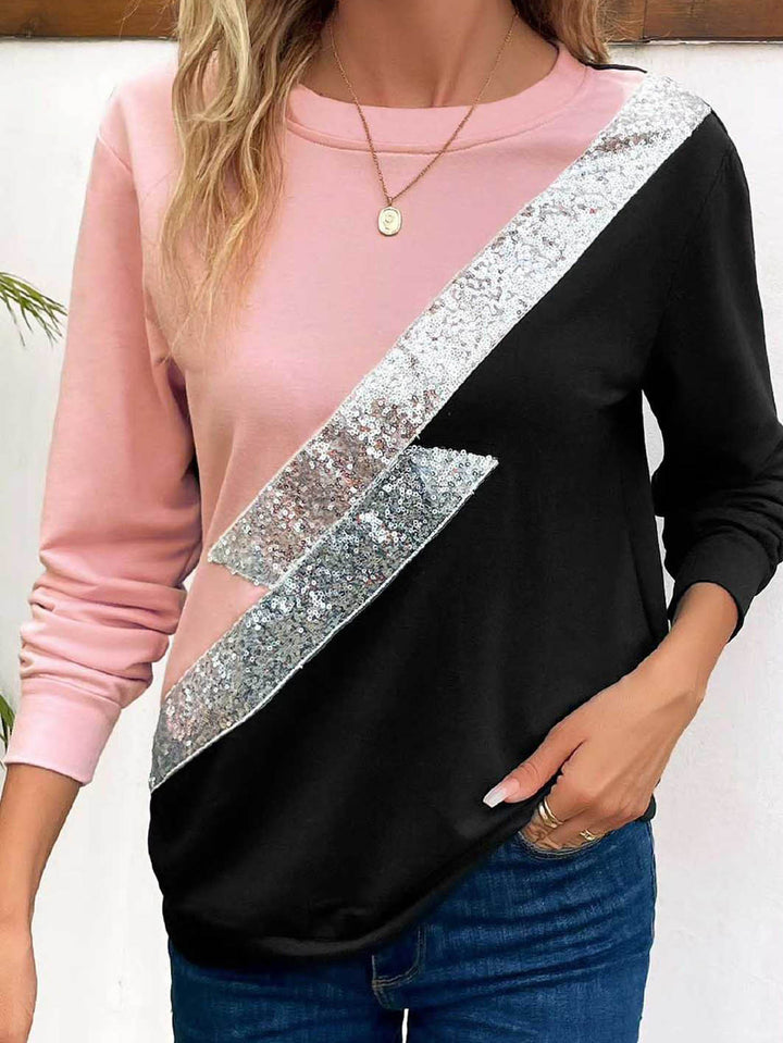 Dame sweatshirt med glitrende diagonalt indlæg Stilla