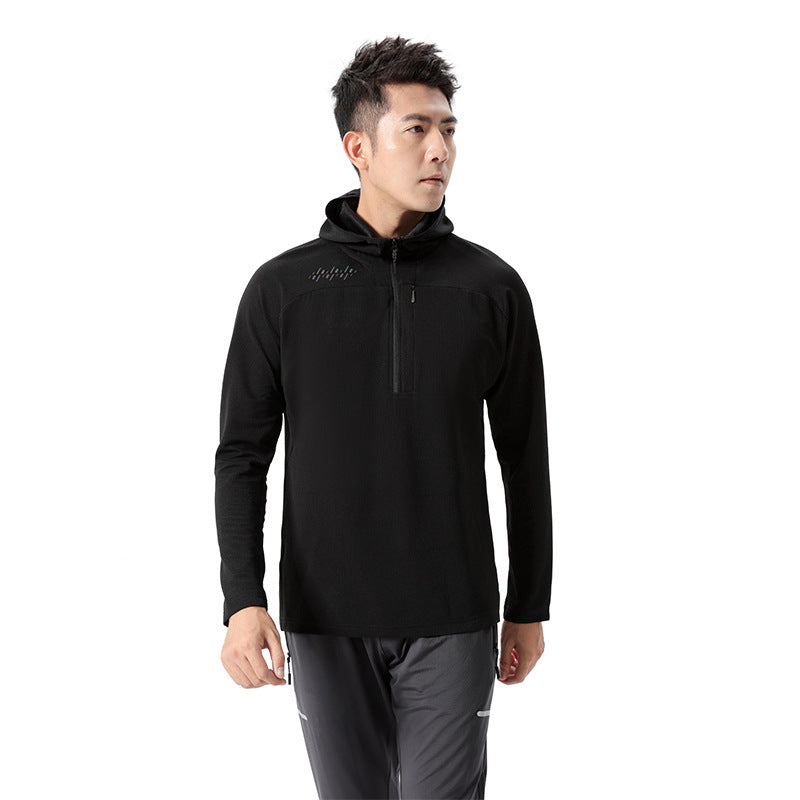 Herre Sporty Hoodie med halvmiddel lynlås Stilla