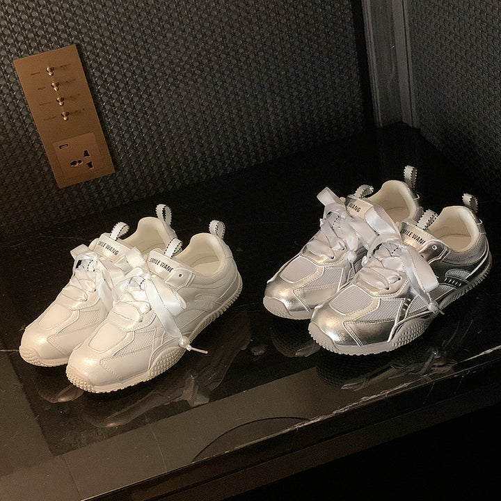 Dame Sporty Sneakers med blanke overflade og åndbar mellemsål Stilla