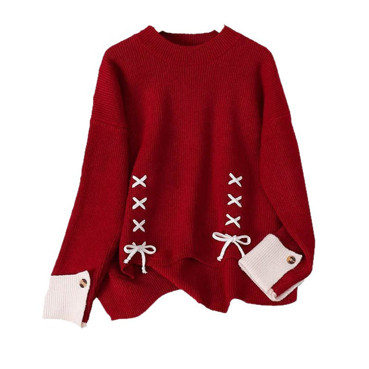Kvinders chunky strikket sweater med legende snøredetaljer Stilla