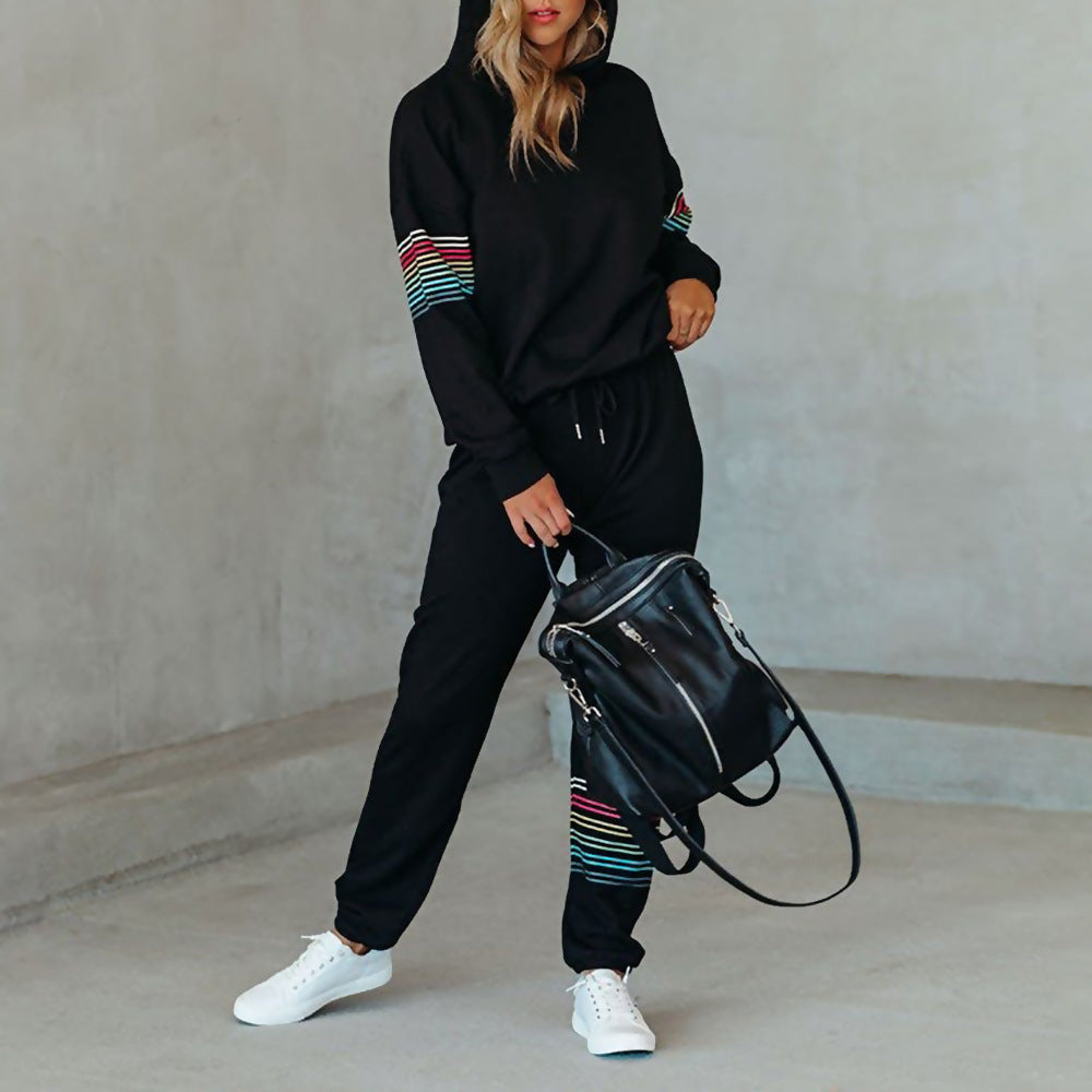 Dame Sporty Hættetrøje med fashionable farvestreger Stilla