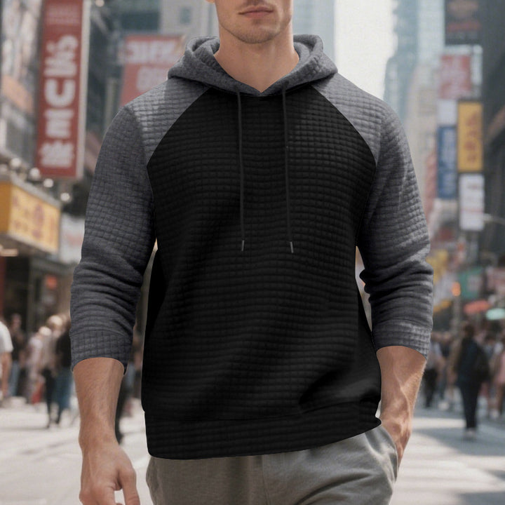 Herre nan quilted hoodie med raglanærmer og snoretræk Skovae