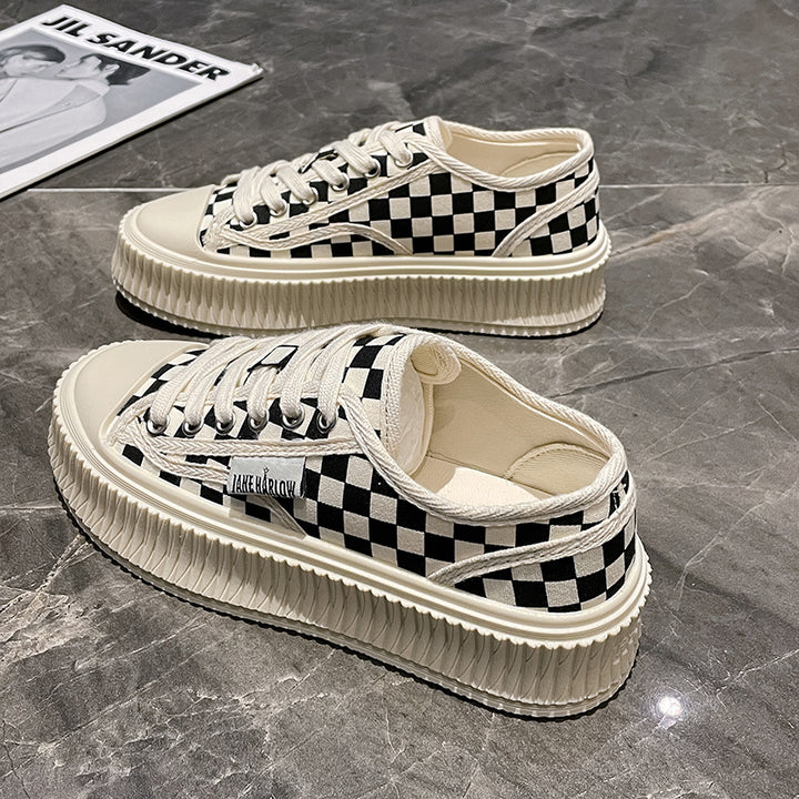 Dame Chunky Plateau Sneakers med ternet mønster og polstret sål Stilla