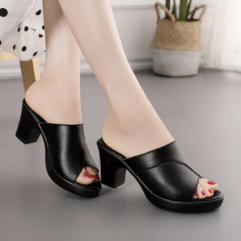 Damer Åbne High-Heel Pantoletten med moderne Riemedesign og komfortabelt Fodbed Stilla