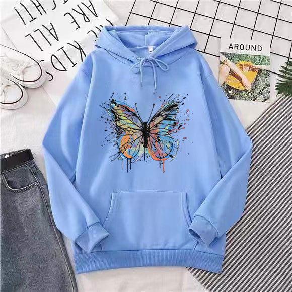 Kvinders hoodie med tiltalende sommerfugledesign Skovae